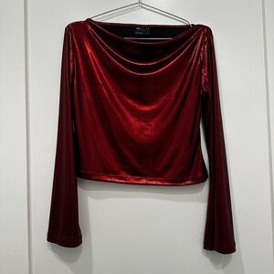 ASOS Shimmering Burgundy Long Sleeve Blouse
